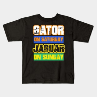 Gator on Saturday Jaguar on Sunday Gainesville/Jacksonville Kids T-Shirt